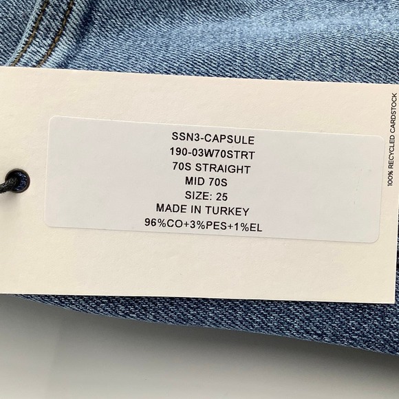 NEW! RE/DONE Size 25 70s Straight Mid 70s Wash Blue Denim Jeans $395 msrp I7-8 - Picture 7 of 9